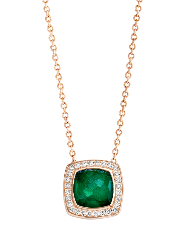 Coliere Tirisi Jewelry Milano din aur 18 kt cu diamante si smarald TP9186EM-P