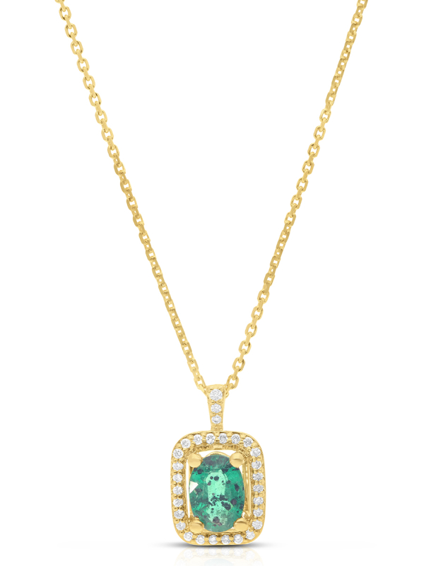 Coliere aur 14 kt cu diamante si smarald PD101601-00-214-SM-Y