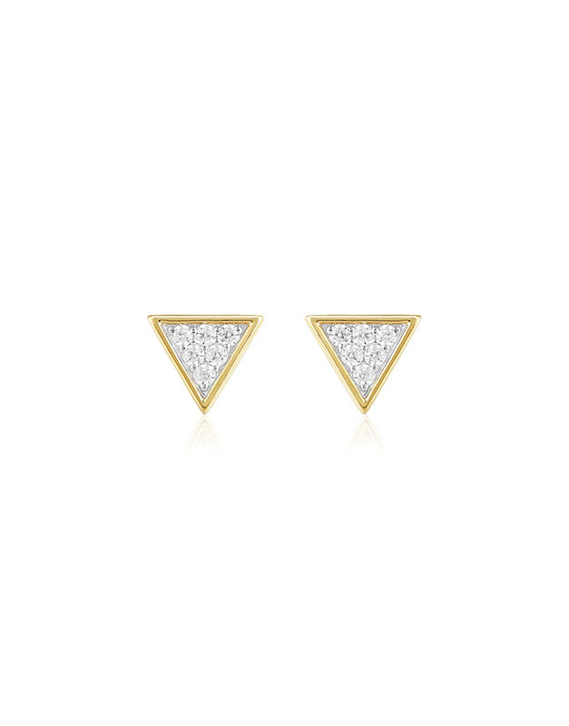 Cercei aur 14 kt stud cu triunghi si diamante QE11981H