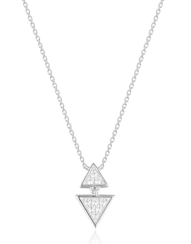 Coliere aur 14 kt triunghiuri si diamante QC4915B