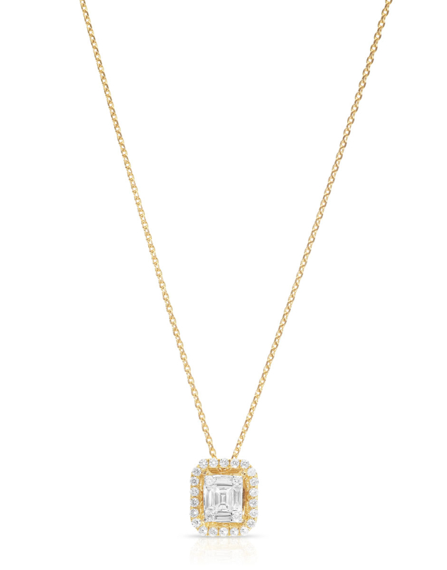 Coliere aur 14 kt baguette cu diamante PD101281-214-Y