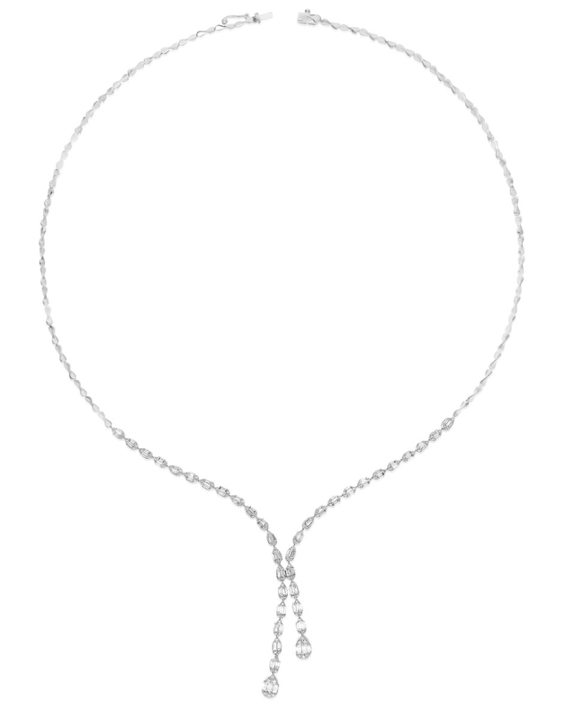 Coliere aur 14 kt baguette cu diamante NL169-BS03-114-W