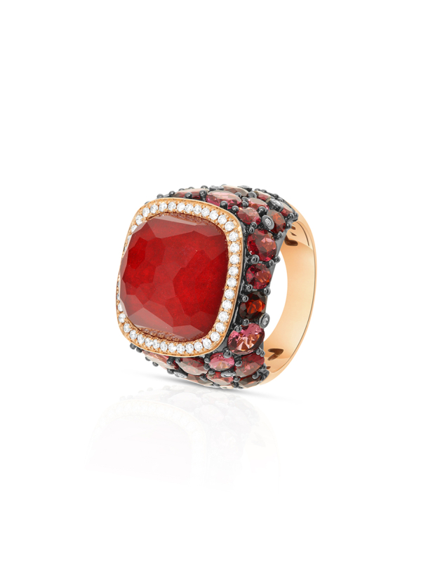 Inele Tirisi Jewelry Doha aur 18 kt cu diamante si rubin TR9408RU-P