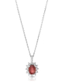 colier aur 18 kt floare cu diamante si rubin PD102035-02-118-RU-W