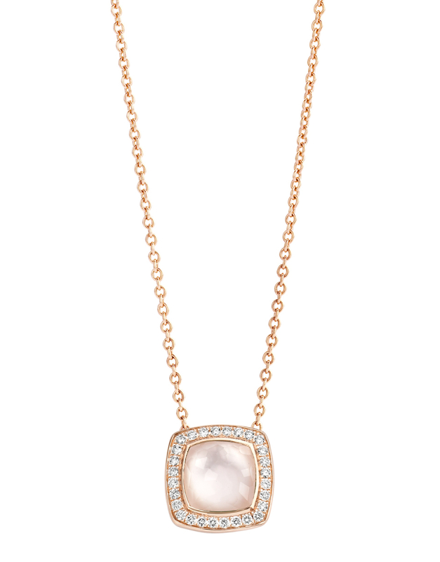 Coliere Tirisi Jewelry Milano aur 18 kt cu diamante si cuart alb TP9186WQ-P