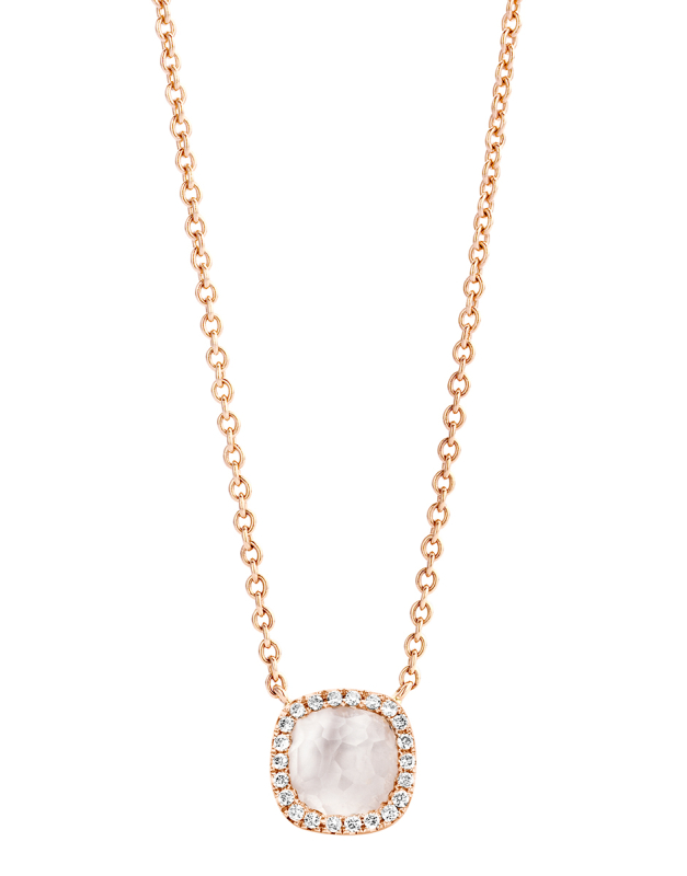 Coliere Tirisi Jewelry Milano aur 18 kt cu diamante si cuart alb TP9152WQ-P