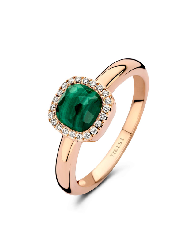 Inele Tirisi Jewelry Milano aur 18 kt cu diamante si malachit TR9624MC-P