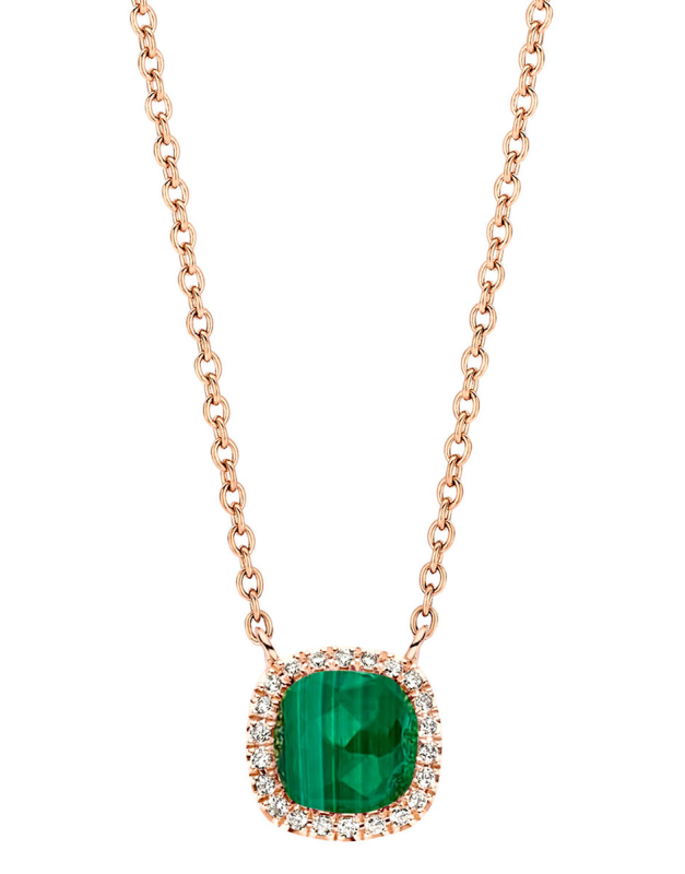 Coliere Tirisi Jewelry Milano aur 18 kt cu diamante si malachit TP9152MC-P